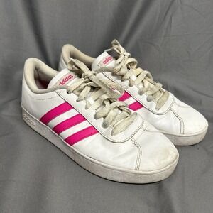 Adidas‎ Shoes Womens Size 6 Court 3 Stripe White Hot Neon Pink Sneakers Eg6155